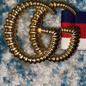 Gucci Web elastic belt w/ torching Double G buckle